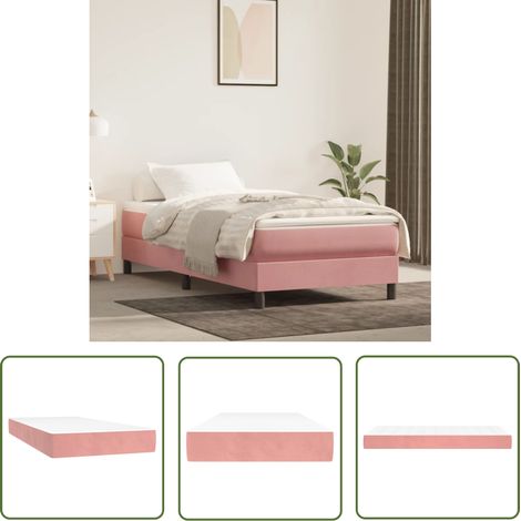 The Living Store Matelas de lit à ressorts ensachés Rose 100x200x20 cm Velours - Matelas À Ressorts Ensachés - Matelas Moelleux - Matelas Velours - Literie - Sommeil Réparateur (1/5)