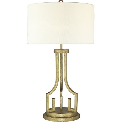 Lampe de table Art déco dorée lin 80cm E27 Lemuria Nola (1/4)