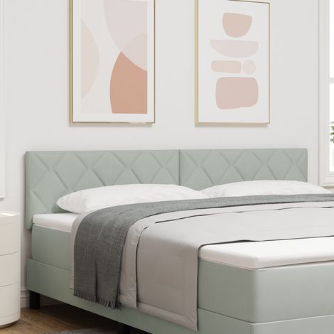 vidaXL LED Headboard Diamond Blocks Design Light Grey 180 cm Velvet (1/5)