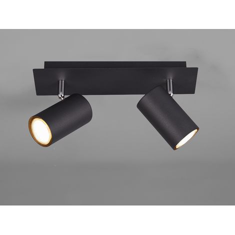 Deckenstrahler MARLEY Metall Schwarz mit 2 GU10 Spots schwenkbar, Breite 30cm