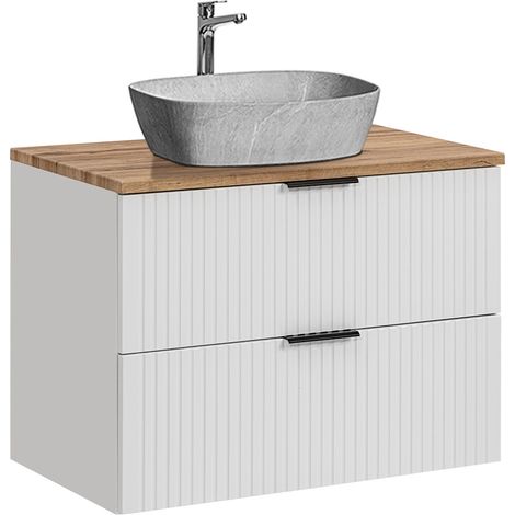 Waschtisch 80cm Adriel mit 2 Schubladen, Weiß