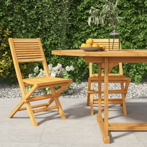 Lot de 2 Chaises de jardin pliantes Fauteuils de Jardin 47x62x90 cm bois massif teck 60736 (1/5)