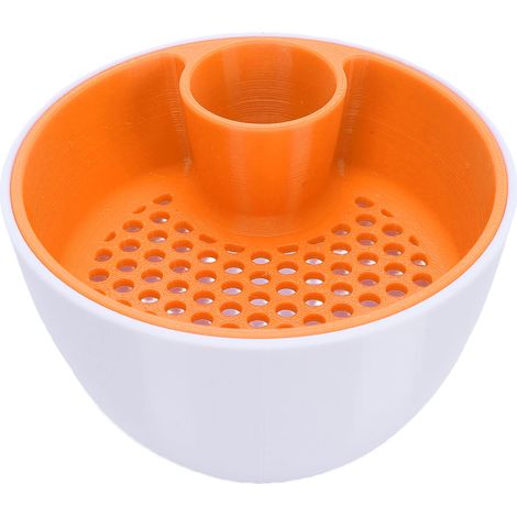 Bol à pistache à double chambre avec récipient en coquille imprimé en 3D Organisateur de collations 2 en 1 pour le service de noix Compartiment poubelle intégré Blanc Orange (1/5)