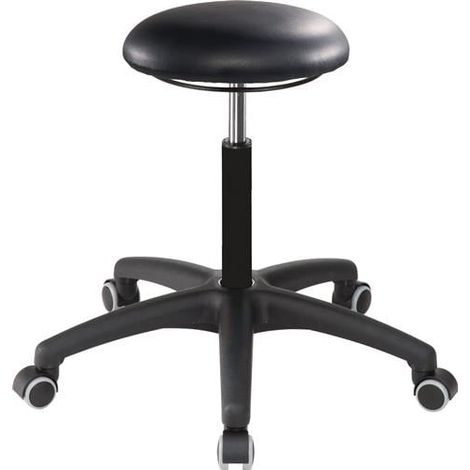 Taburete giratorio A1S-TR-KL Cuero sintético negro Altura asiento 470-600mm MEY