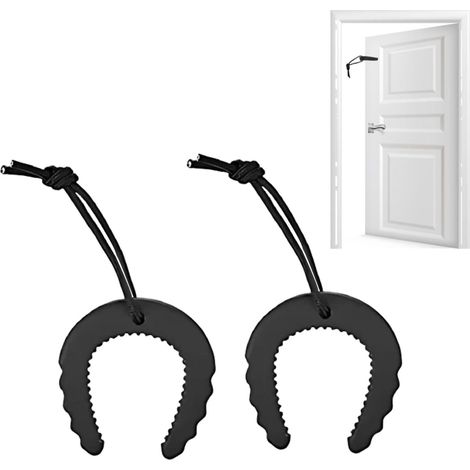 Cales de porte - Noires - Caoutchouc anti-pincement - Corde nylon - Lot de 2 (1/5)