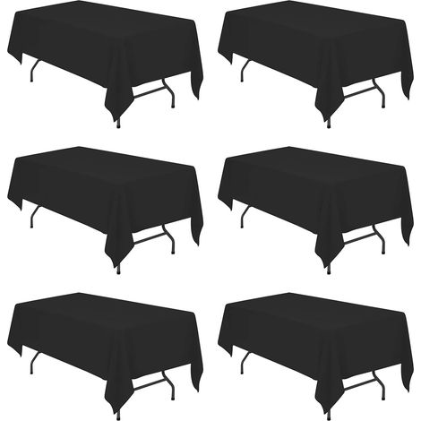 Lot de 6 nappes noires pour tables rectangulaires de 183 cm (60 x 102 pouces) - Tissu en lin et polyester lavable. (1/3)