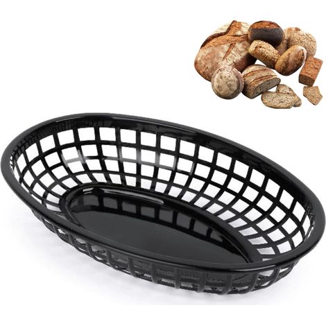 Corbeille à Pain Ovale 24 x 15 cm – Corbeille de Service en Plastique Noir – Panier à Pain pour Restaurant, Snack, Bar, Boulangerie et Maison (1/5)