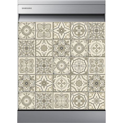 Stickers Lave vaisselle - Carreaux de ciment - 60x60 cm - Adhésif BRILLANT (1/2)
