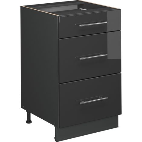 Mobiletto base per cucina Fame-Line, Antracite lucido, 50 cm senza piano di lavoro, Vicco