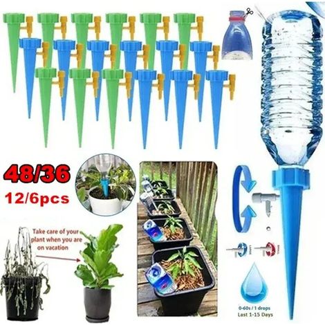 (6 pièces vertes) Système d'irrigation goutte à goutte pour plantes, arroseurs automatiques à monter soi-même, arrosage automatique des plantes d'intérieur (1/5)