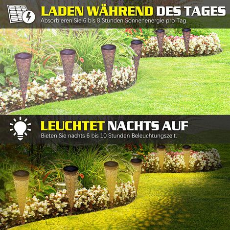 Lampe Solaire Extérieur Jardin, 2pcs Solaire Eclairage Exterieur Lumière, IP65 Étanche LED Lampe Solaire au Sol Blanc Chaud Décoration Pour Terrasse, Pelouse, Chemins, Jardin, Allée [Classe énergétiqu (1/4)
