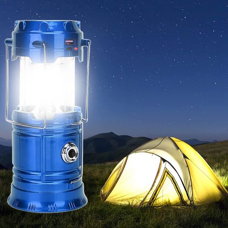 Tragbare LED-Campinglaterne – Ultrahelle, per USB aufladbare Solarlaterne, batteriebetriebene Taschenlampe, für Camping, Wandern, Gartenhaus, Blau (1/5)