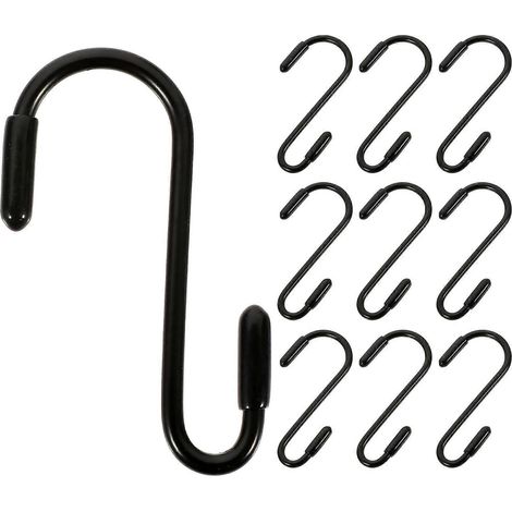 Lot de 12 crochets décoratifs en forme de S, en fer robuste, de 6 cm (2,4 pouces), pour suspendre-6X3.7cm-Black (1/3)