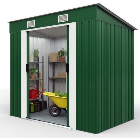 Abri de jardin en métal Vert 196 X 122 cm. Avec fondations incluses (1/5)