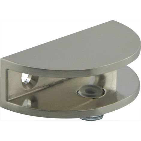 Glastablar-Klemmträger Portici, Glasstärke 4-8 mm, Zinkdruckguss Edelstahleffkt (1/2)