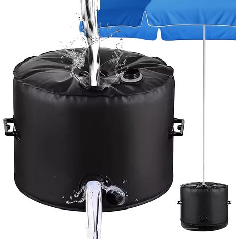 Sacca di zavorra per base ombrellone - Capacità massima 40 litri - Peso di riempimento 40 kg - Portatile - Riempimento ad acqua - Diametro interno 80 mm - Patio - Giardino - 80 mm (1/5)