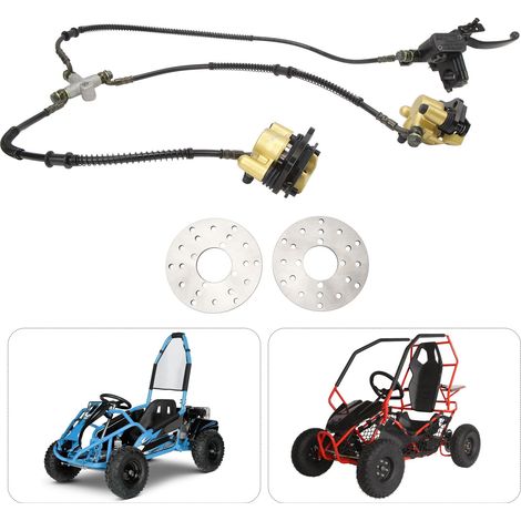 Kit de freins modifiés à monter soi-même, freins à disque avant manuels et à pied, double étriers de frein avant + plateau tournant, adapté aux karts à quatre roues, aux VTT et aux buggies de plage (e