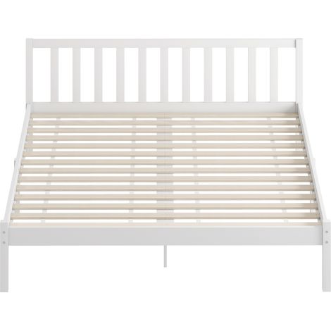 Massivholz-Bettgestell 160x200cm, Einzelbett mit Kopfteil und stabilem Lattenrost für Kinder und Erwachsene