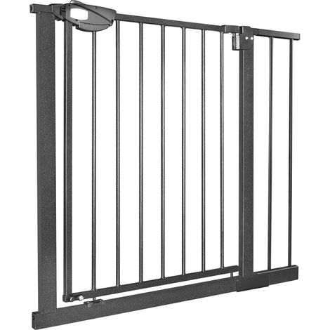Naizy – Barrière de sécurité pour enfants 95-105 cm – Installation sans perçage – Grille métallique noire – Double verrouillage sécurisé