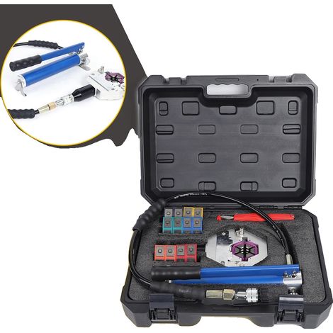 Kit de engaste de mangueras hidráulicas para aire acondicionado, aleación de aluminio, mango de 34 cm, 7 matrices de engaste, funcionamiento manual, peso bruto 9,6 kg. (1/5)