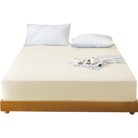 Drap-housse de protection antidérapant pour matelas, coloris beige, 180 × 200 cm, respirant et anti-poussière (1/5)
