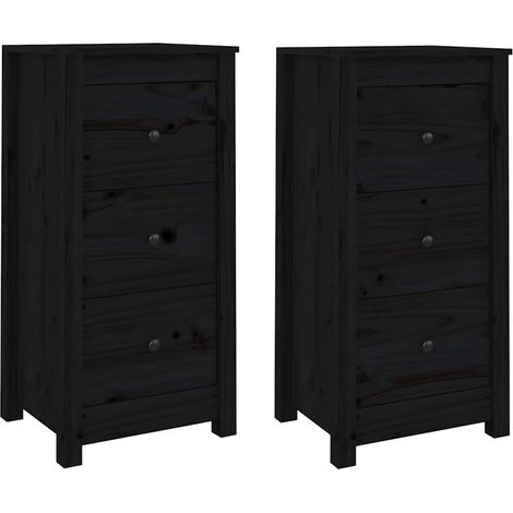Maison Exclusive - Aparadores 2 uds madera maciza de pino negro 4 (1/5)