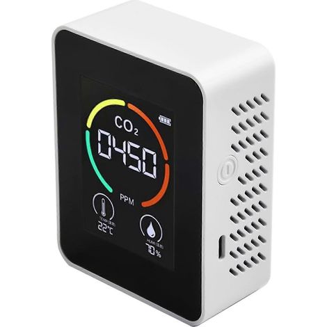 Moniteur de CO2 en 1 - Moniteur de CO2 dans l'air - Moniteur de CO2 - Qualité de l'air - Température et humidité - Blanc (1/5)