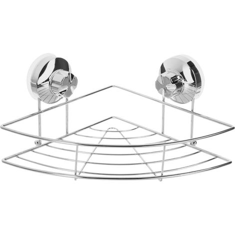 Étagère d'angle à ventouse - L 22 x l 22 x H 11,5 cm - Acier chromé - Livraison gratuite (1/5)
