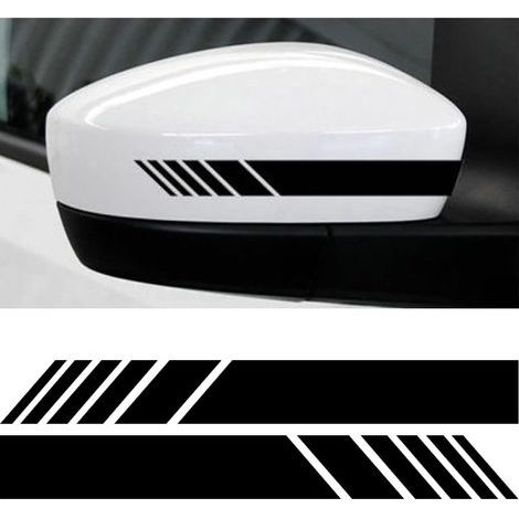 Lot de 2 bandes réfléchissantes pour rétroviseurs de voiture, autocollants étanches pour la décoration de la carrosserie (noir) (1/5)