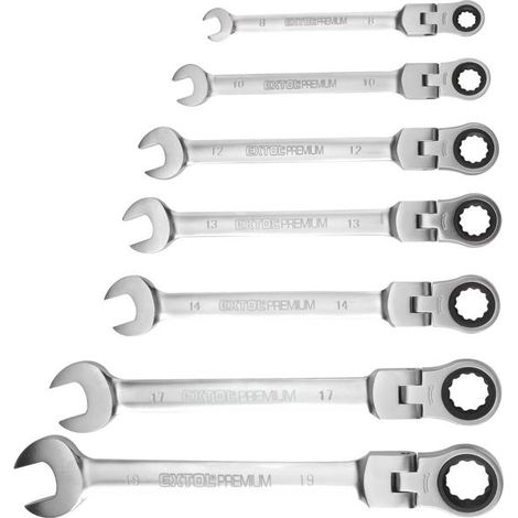 EXTOL Ratschenschlüssel mit Gelenk, 7-teiliger Satz, 8-19 mm 8816105