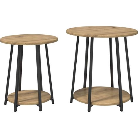 Maison Exclusive - Set tavolini con lo scaffale 2 pcs Rovere Artigianale e Nero