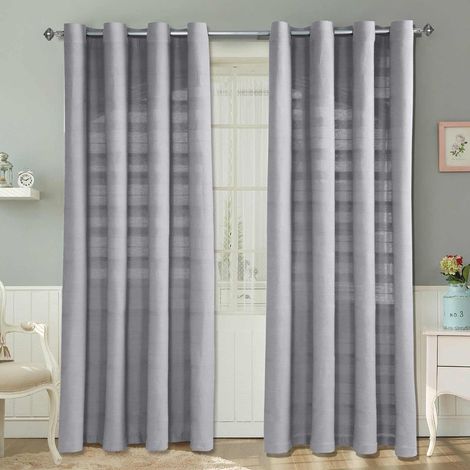 HOMESCAPES Rajput Gardinen 2er Set aus Baumwolle, 167 x 228 cm, silbergrau