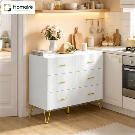 Kommode aus Metall und weißer Spanplatte 100 x 40 x 75 cm HOMAIRE (1/5)