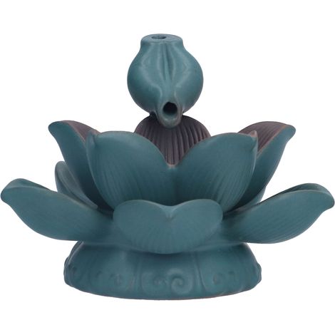 Brûleur d'encens à reflux en forme de lotus avec lumière LED 7 couleurs, décoration de bureau pour la maison ou le bureau (1/5)