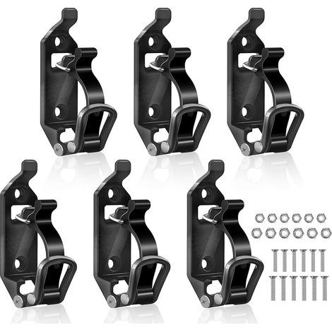 Supports de Pelle pour Galerie de Toit: 6 Pièces Support de Pelle Accessoires Camion avec Vis et Écrous pour Porte-Bagages de Camion Voiture Bateau Outils (Noir) (1/5)