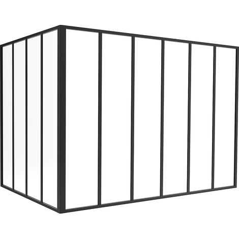 Vetrata angolare L180 x L120 x H130 in Alluminio termolaccato Stile atelier Nero - BAYVIEW
