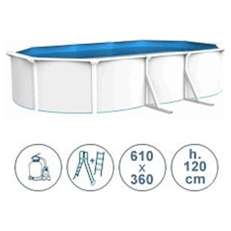 Piscina fuori terra in acciaio ACQUAMARINA bianca 610x360x120cm