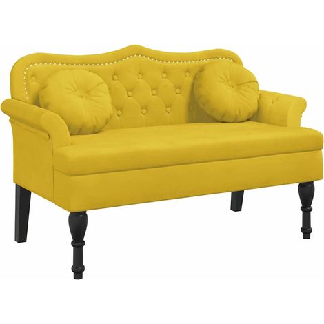 Banc avec coussins jaune 120,5x65x75 cm velours CFW795141 (1/5)