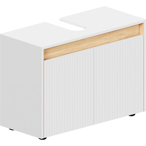 BERNSTEIN - Mueble lavabo encimera MDF blanco mate 80x35x54cm (LxAnxAl) + 2 puertas - BELDIVO Blanco mate