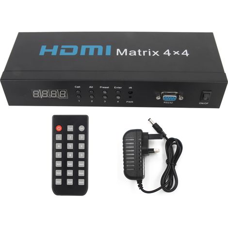 Sélecteur HDMI 4 entrées 4 sorties 4K 30Hz avec télécommande, commutateur vidéo multiprise 100-240V prise UK (1/5)