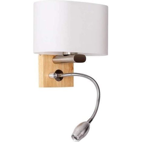Wandleuchte aus Holz mit Schalter, 3 W flexible LED-Wandlampe, warmweiße Leselampe, Nachtlicht, Nachttischlampe, weißer Glaslampenschirm, Wandstrahler für Hotel, Büro, Schlafzimmer (1/5)