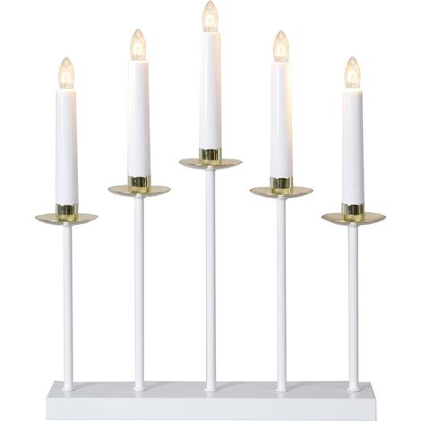 Bougeoir LED Star Trading « Greta », 5 flammes, blanc, ampoule E10, blanc chaud, H 37 cm, L 31 cm