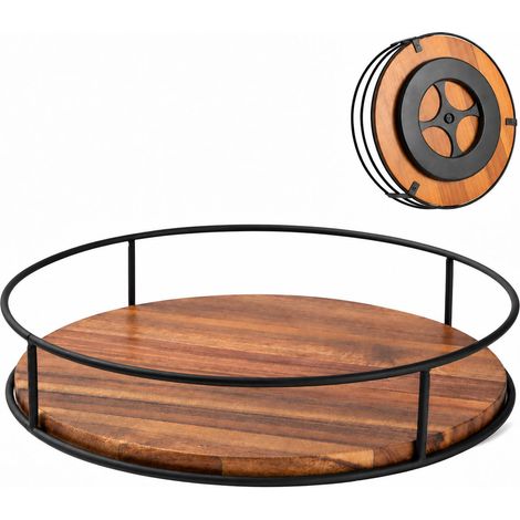 Plateau de rangement rotatif de table en bois massif - Organisation facile et accès à 360° (1/5)