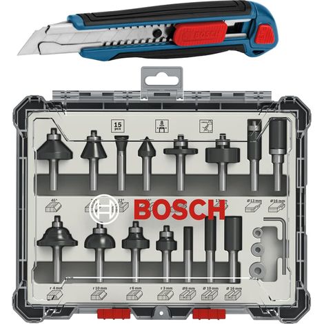 Bosch 15-teiliges Fräser-Set inklusive gratis Cuttermesser (1/5)