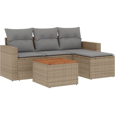 Maison Exclusive - Juego de sofás jardín con cojines beige mezcla (1/5)