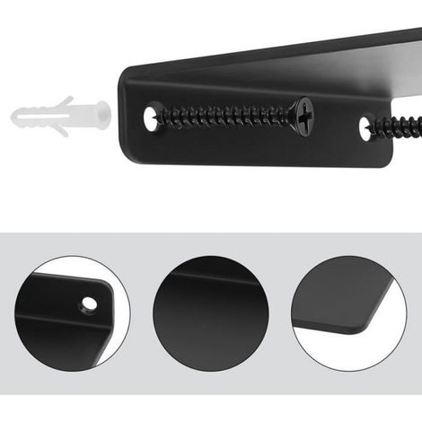 Étagère Murale Flottante - Lot de 2 - Acier Carbone Noir - Rangement Gain de Place - Salon Cuisine Salle de Bain - 11x CASSETTE VHS (1/5)