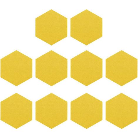 Lot de 10 panneaux acoustiques hexagonaux en feutre pour tableau mémo de studio d'enregistrement-14X12X0.5CM-Yellow (1/3)