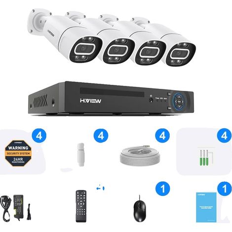 Système de caméra de sécurité CCTV, résolution 8MP, technologie PoE, 5MP 4PCS Caméra, 4T (1/2)