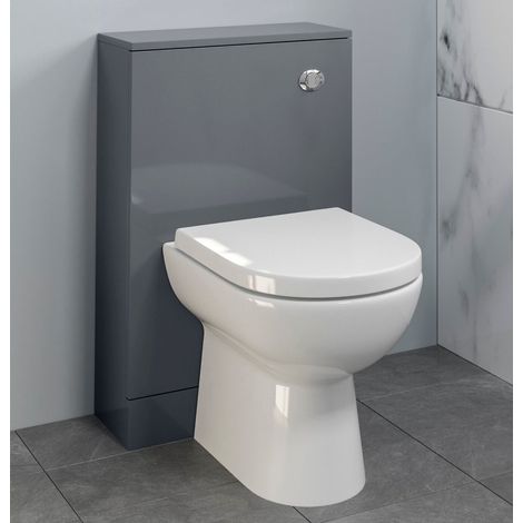 Bathroom 500 x 215mm Back To Wall BTW Toilet Cistern Unit Only Grey Gloss Modern (1/4)