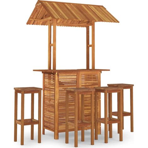 Maison Exclusive - Juego muebles de bar de jardín 5 pzas madera m (1/5)
